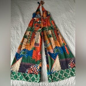 FARM Rio x Anthropologie halter wide-leg jumpsuit